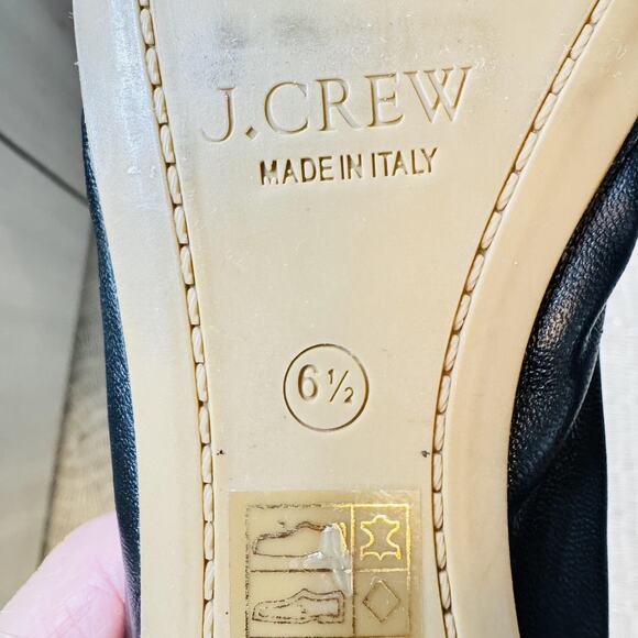 J Crew Shoes Womens 6.5 Black Leather Ballet Flats Italy Cece Comfort Slip On - Picture 13 of 14